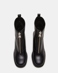 DECLAN Black Leather Block Heeled Ankle Boot | Women's Booties