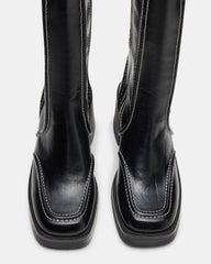ALTER Black Patent Square-Toe Platform Block Heel Women's Ankle Boot
