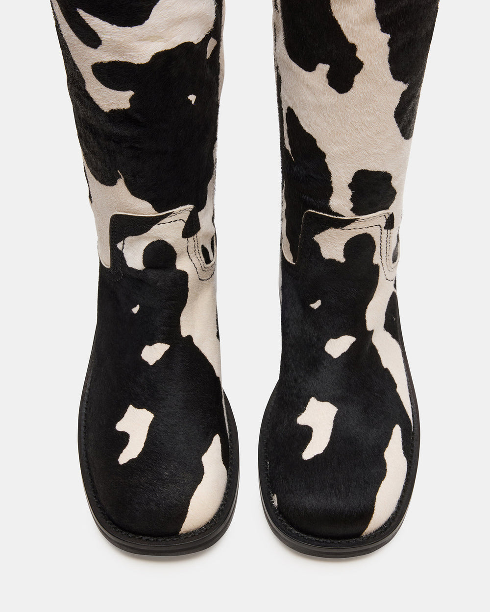 RIGGS Black Cow Print Wide Calf Square-Toe Women's Boot