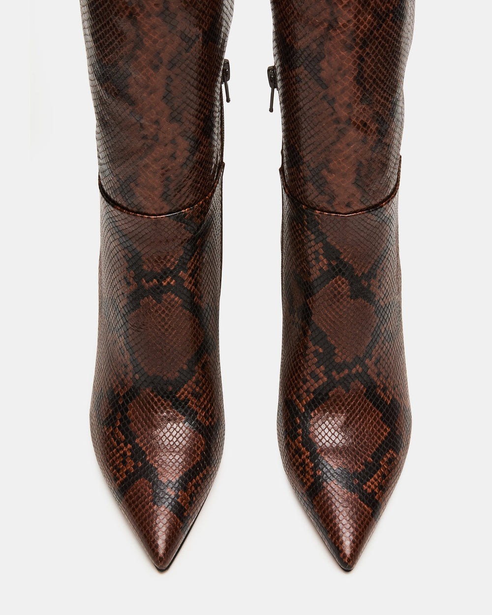 NITRO Brown Snake Wife Calf Pointed-Toe Stiletto Heel Knee-High Women's Boots