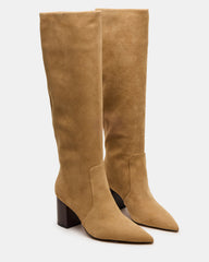 SKYLINE Taupe Suede Knee-High Pointed Toe Women's Boot