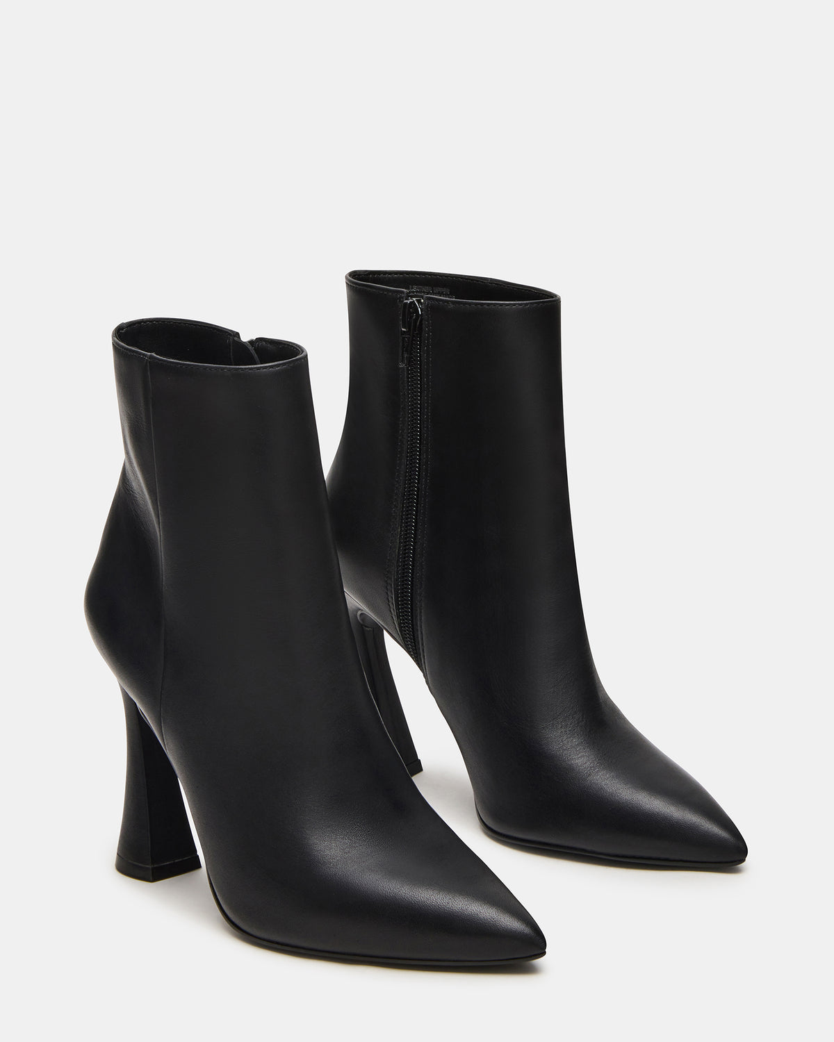 BOLERO Black Leather Pointed-Toe Heeled Women's Ankle Boot
