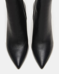 BOLERO Black Leather Pointed-Toe Heeled Women's Ankle Boot