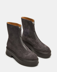 JONES Grey Suede Zipper Lug Women's Ankle Boot