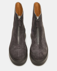 JONES Grey Suede Zipper Lug Women's Ankle Boot