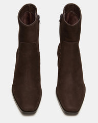 DANEY Brown Suede Square-Toe Women's Ankle Boot
