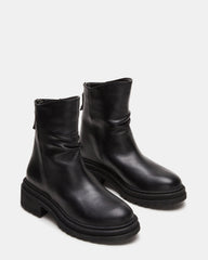 ESSENTIAL Black Leather Scrunched Ankle Boot | Women's Booties