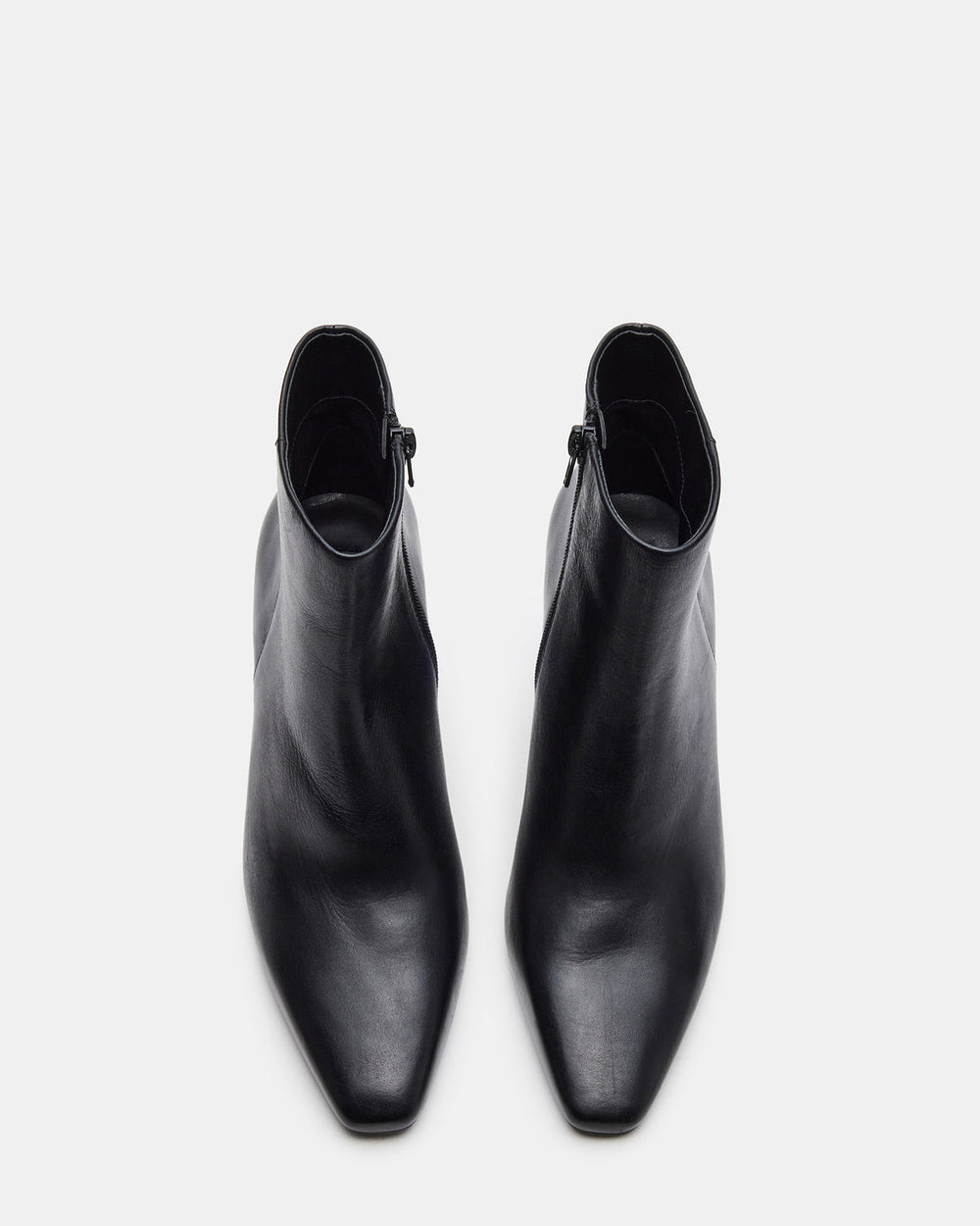 AIDAN Black Leather Block Heel Ankle Boot | Women's Booties