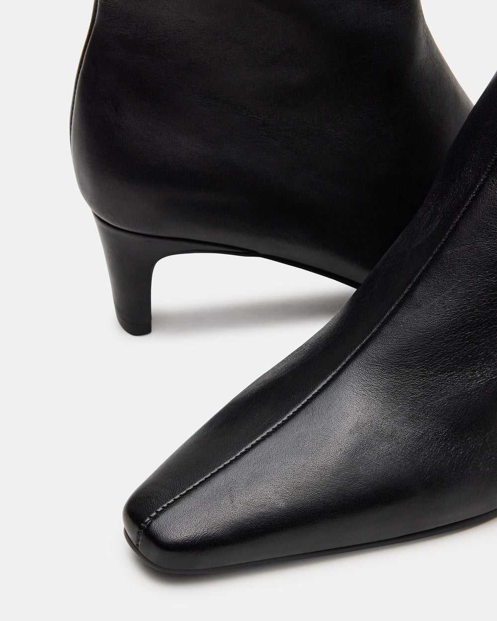 DELVIE Black Leather Kitten Heel Ankle Boot | Women's Booties