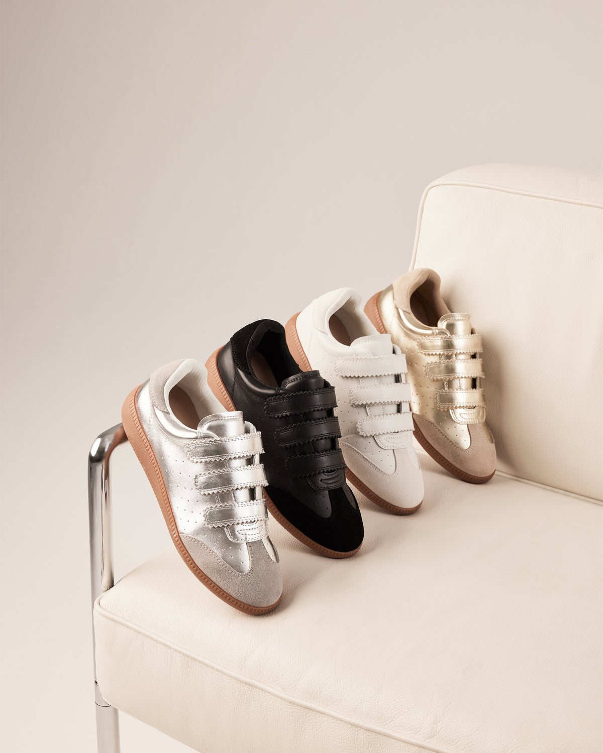 MOMENTUM White Velcro Low-Top Sneaker | Women's Sneakers