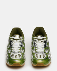 PAGER Green Multi Low-Top Lace-Up Mesh Women's Sneaker