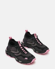SWOOP Black Multi Lace-Up Low-Top Platform Athletic Women's Sneaker