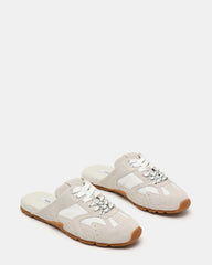 AZIEL MULE White Suede Low-Top Lace-Up Slip-On Women's Sneaker