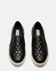 ECENTRCQ Black Leather Women's Slip On Sneakers