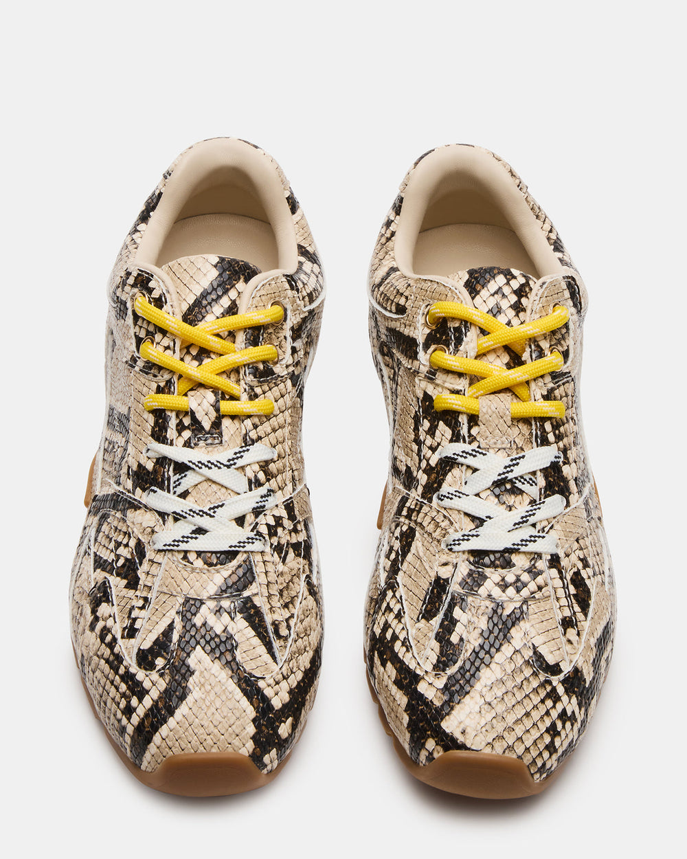 AZIEL Tan Snake Low-Top Lace-Up Women's Sneakers