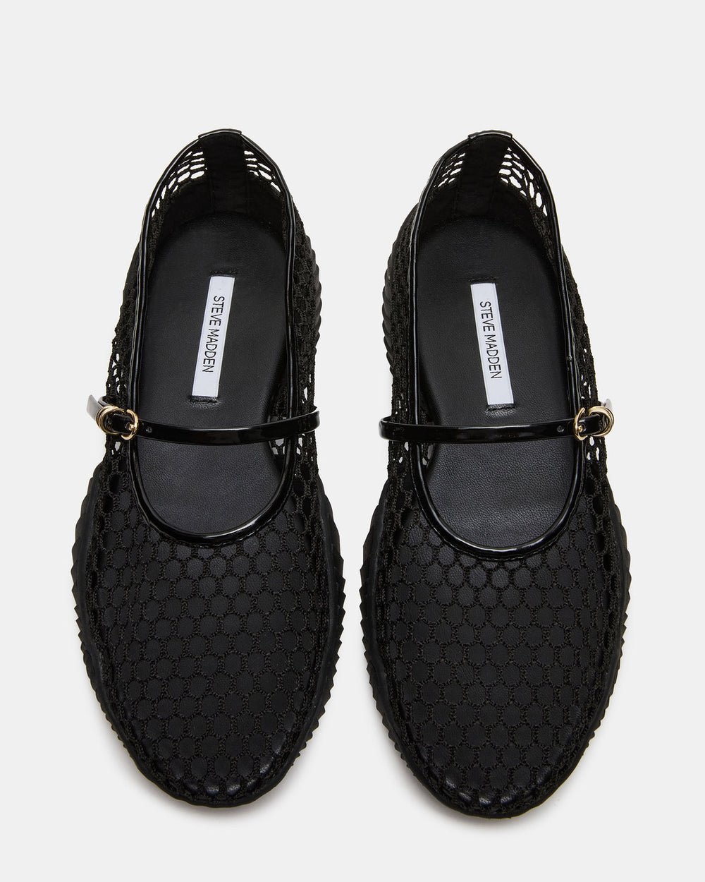 VICKEE Black Mesh Mary Jane Buckle Chunky Sole Ballet Women's Sneaker