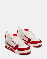 SKATER Red/White Rhinestones Low-Top Lace-Up Women's Sneaker