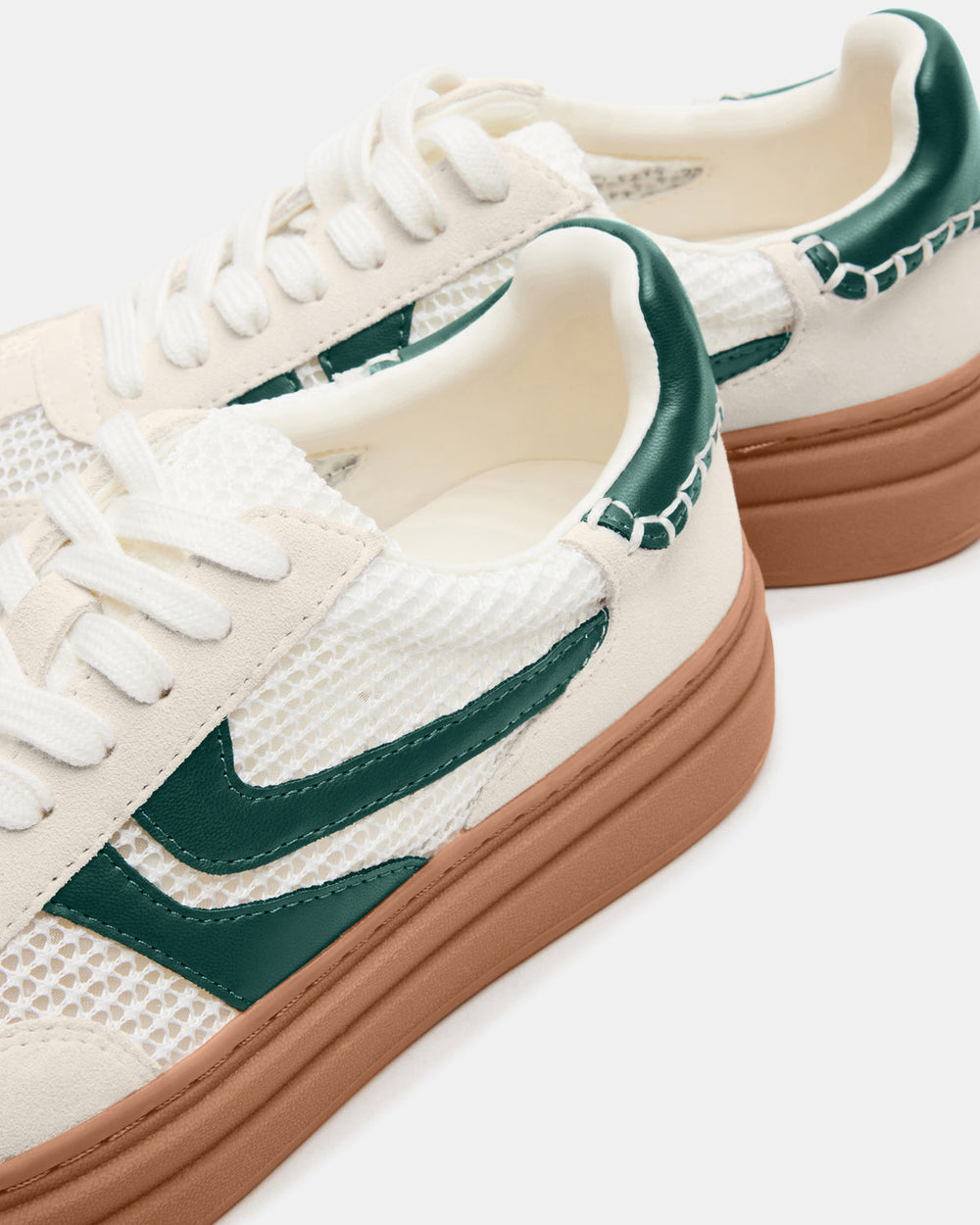 DODGE White/Green Low-Top Platform Women's Sneaker