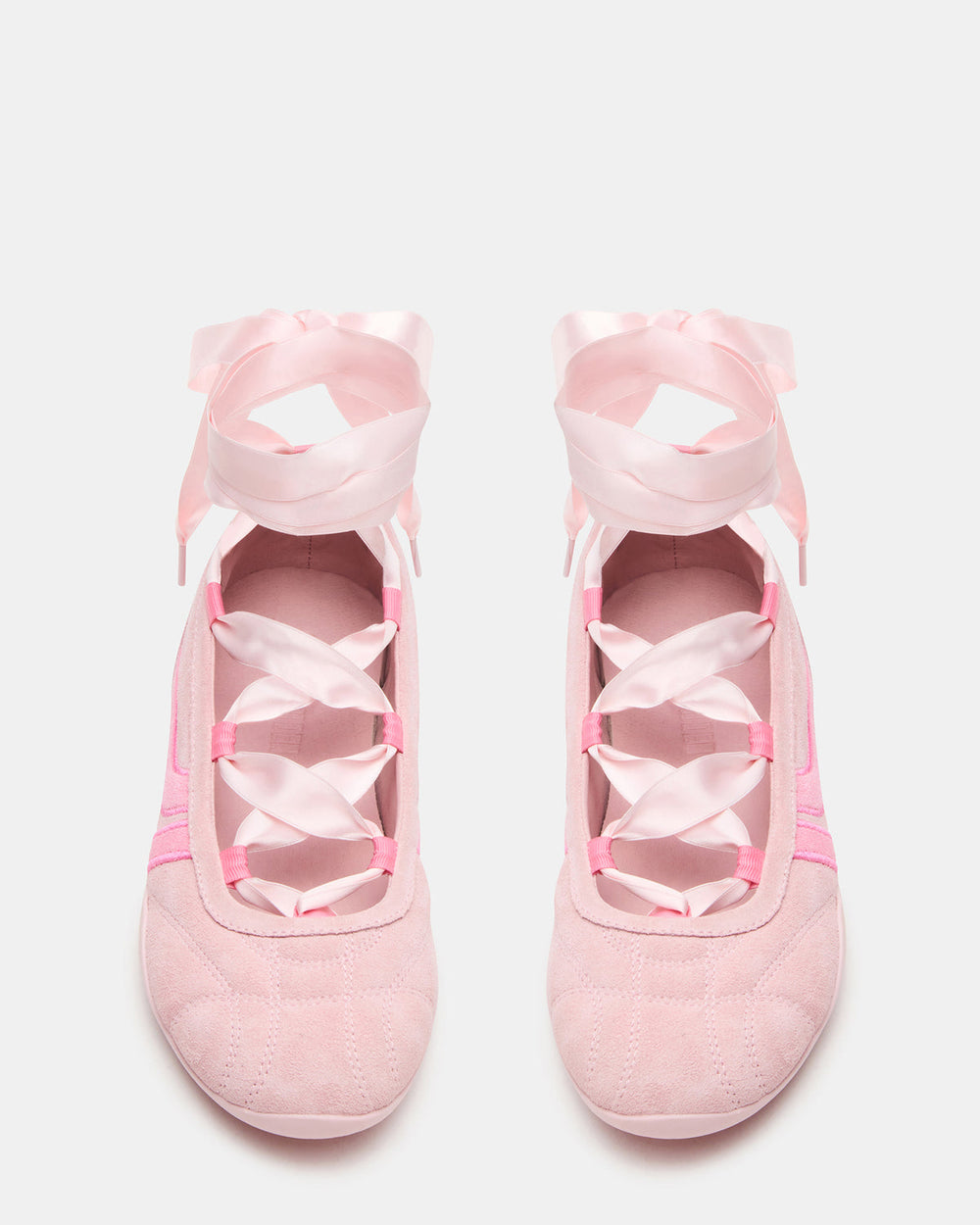 PROMISE Pink Suede Low-Top Lace-Up Ribbon Women's Sneaker