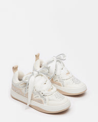 ROARING White Rhinestones Low-Top Lace-Up Sneaker | Women's Sneakers