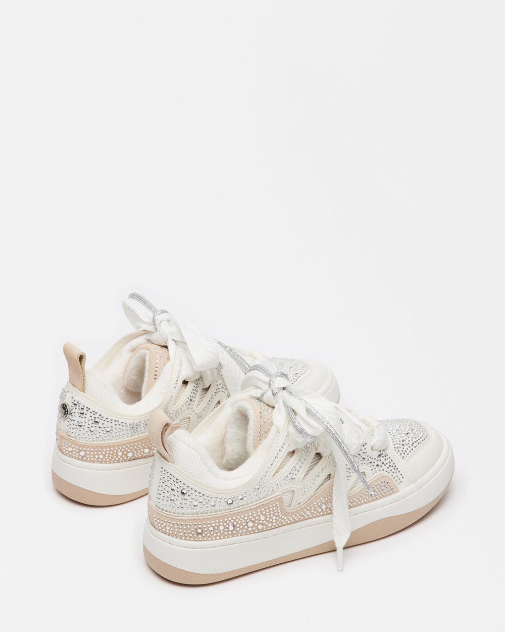 ROARING White Rhinestones Low-Top Lace-Up Sneaker | Women's Sneakers