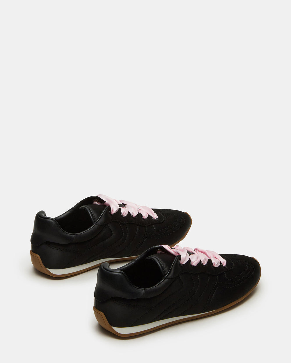 ABBI Black Satin Low-Top Lace-Up Women's Sneaker