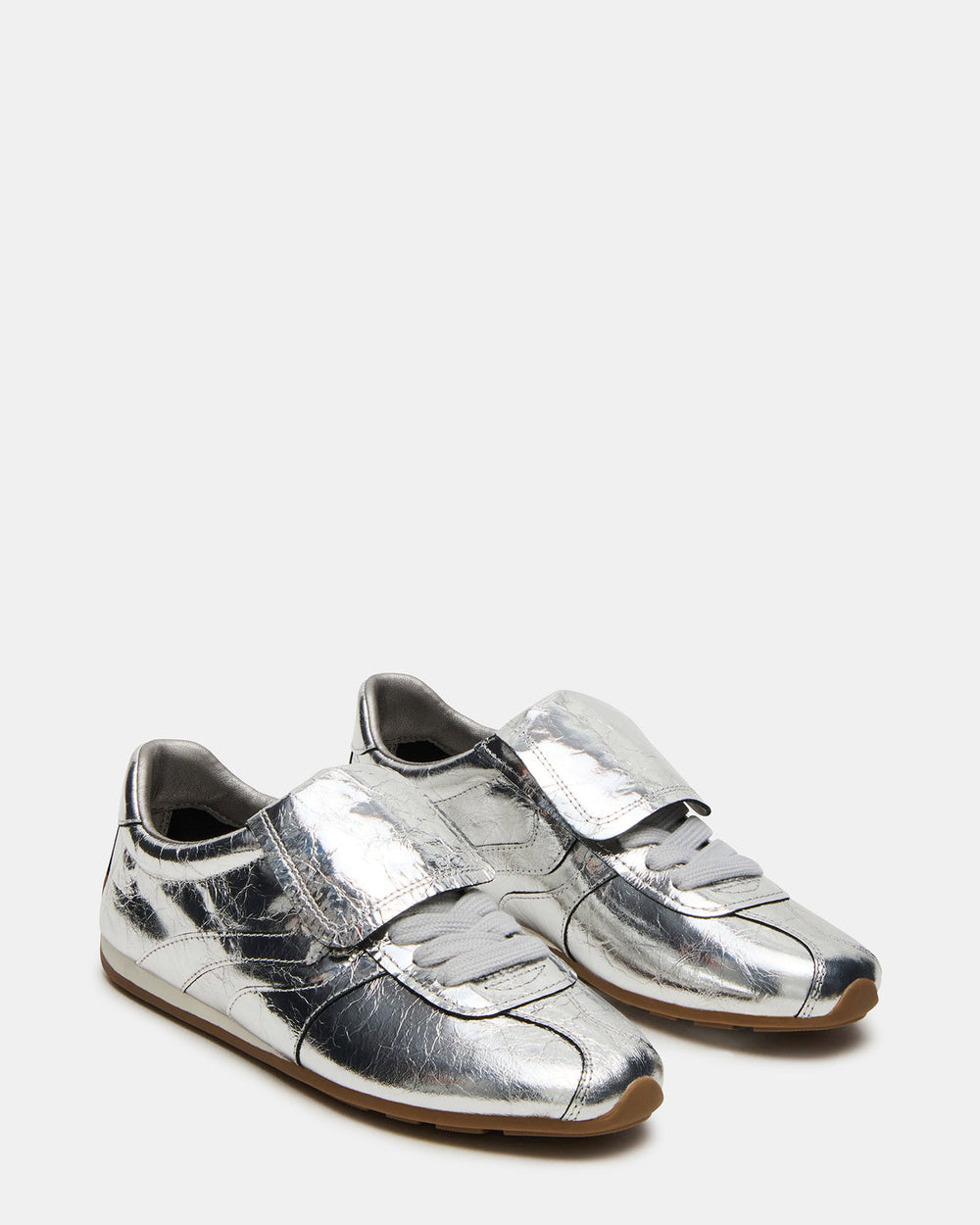 MOBILITY SIlver Leather Women's Low-Top Lace-Up Sneaker