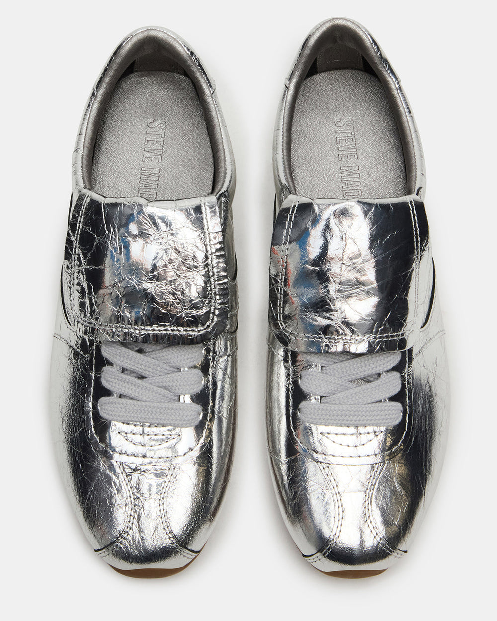 MOBILITY SIlver Leather Women's Low-Top Lace-Up Sneaker