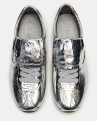 MOBILITY SIlver Leather Women's Low-Top Lace-Up Sneaker