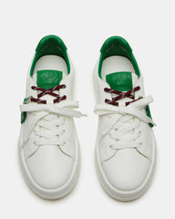 MARVIN White/Green Low-Top Lace-Up Women's Sneaker