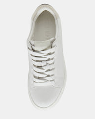 ELSIN White Leather Women's Low-Top Lace-Up Sneaker