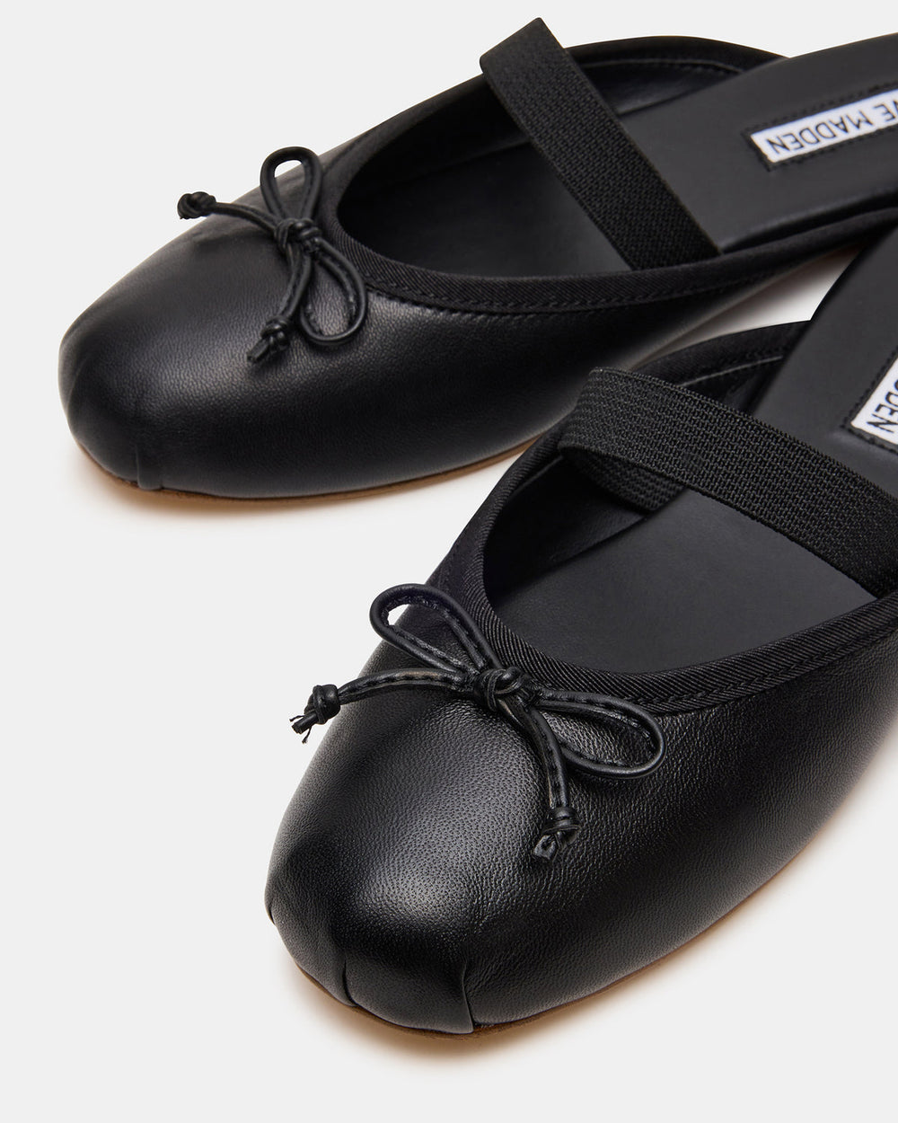 CUTESY Black Leather Slip-On Ballet Mule Women's Flat