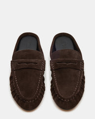 RAFE Chocolate Brown Suede Slip-On Mule Women's Flat
