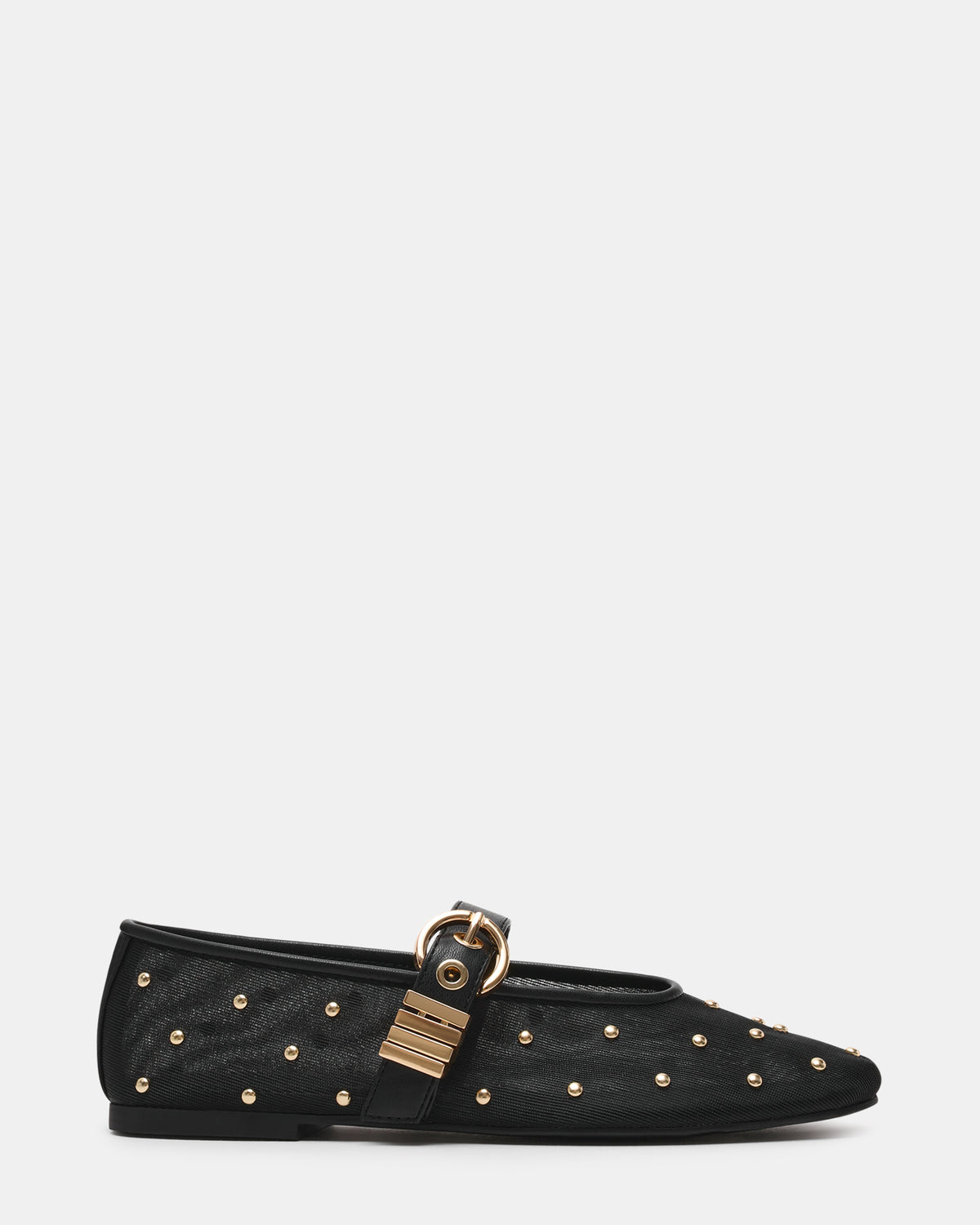 LUCIA Stud Black Multi Mesh Mary Jane Ballet Women's Flat