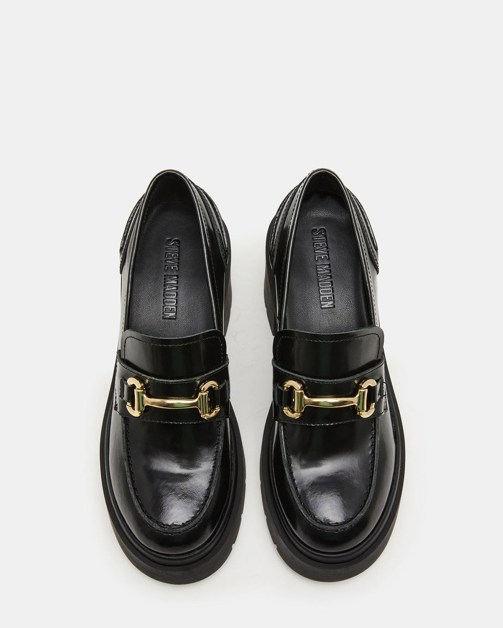 LAZRA Black Platform Lug Block Heel Women's Loafer