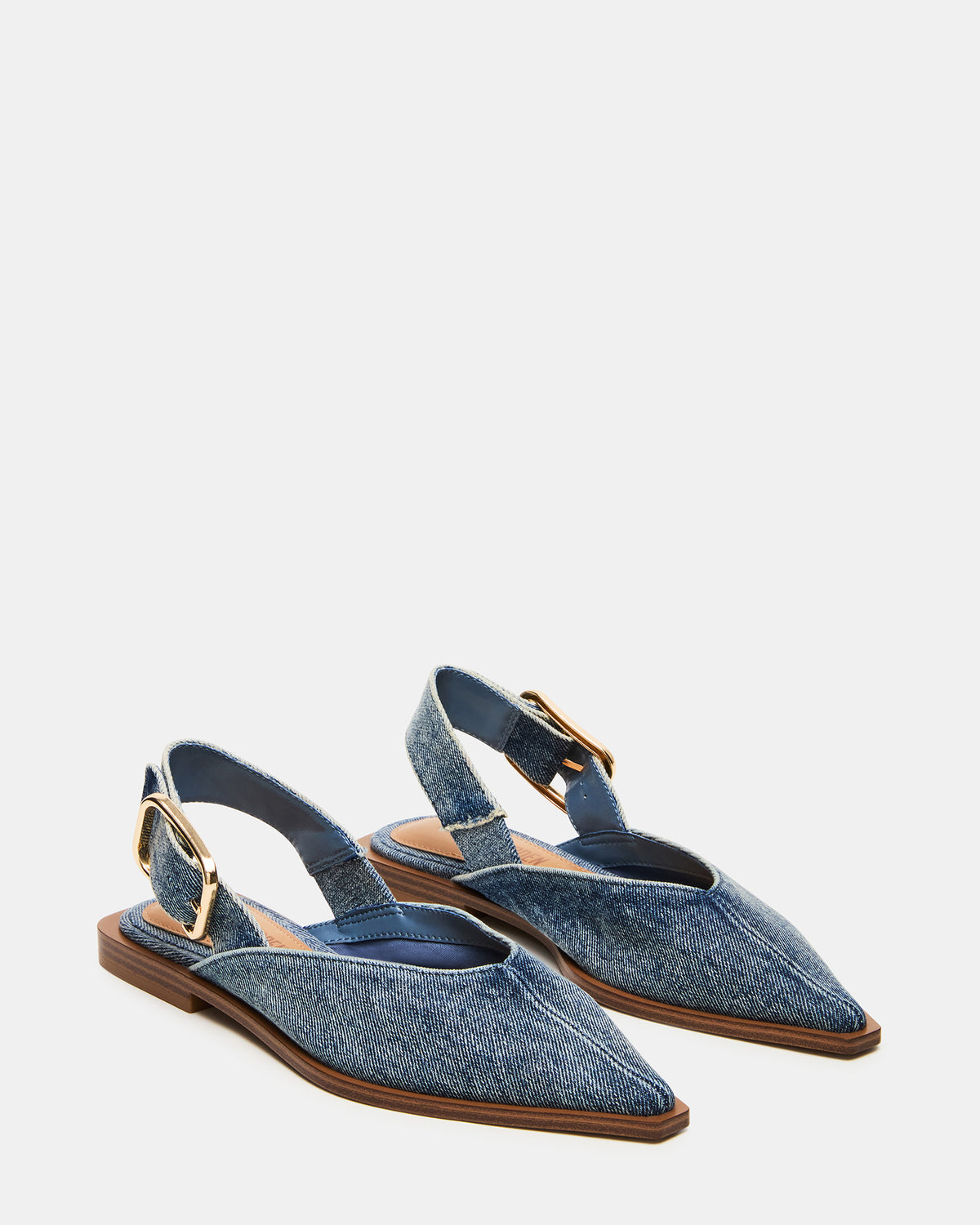SHAY Denim Fabric Pointed-Toe Slingback Ballet Women's Flat