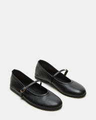 BESETTE Black Leather Mary Jane Ballet Women's Flat