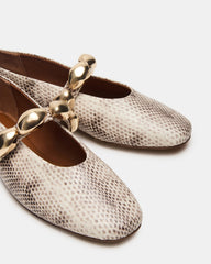 POPPIN Natural Snake Mary Jane Ballet Women's Flat