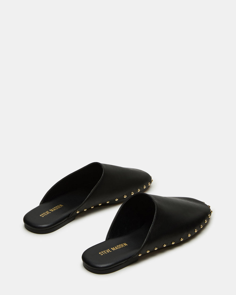 PEARSON Black Leather Rounded-Toe Slip-On Women's Flat
