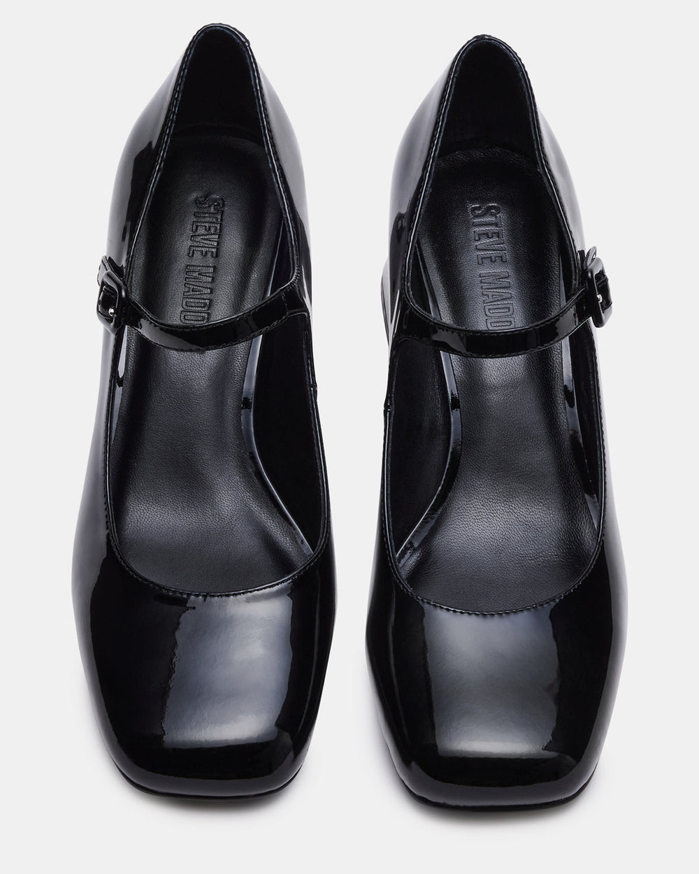 DARCEY Black Patent Square-Toe Mary Jane Block Heel Women's Loafer