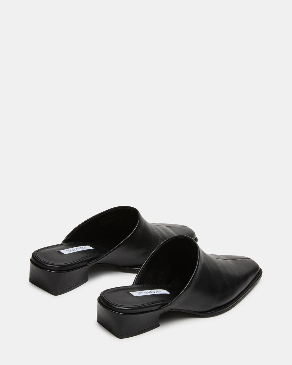 DESSA Black Leather Square-Toe Mule Women's Flat
