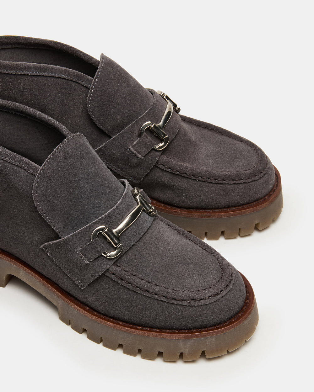 LEON Grey Suede Platform Lug Sole Women's Loafer