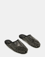 PEARSON Black Rhinestones Rounded-Toe Slip-On Women's Flat