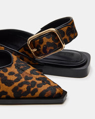 SHAY Leopard Pointed-Toe Slingback Ballet Women's Flat