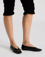 LENI Black/Black Square-Toe Ballet Women's Flat