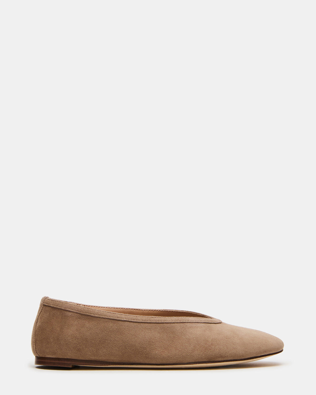 LENI Taupe Suede Square-Toe Ballet Women's Flat