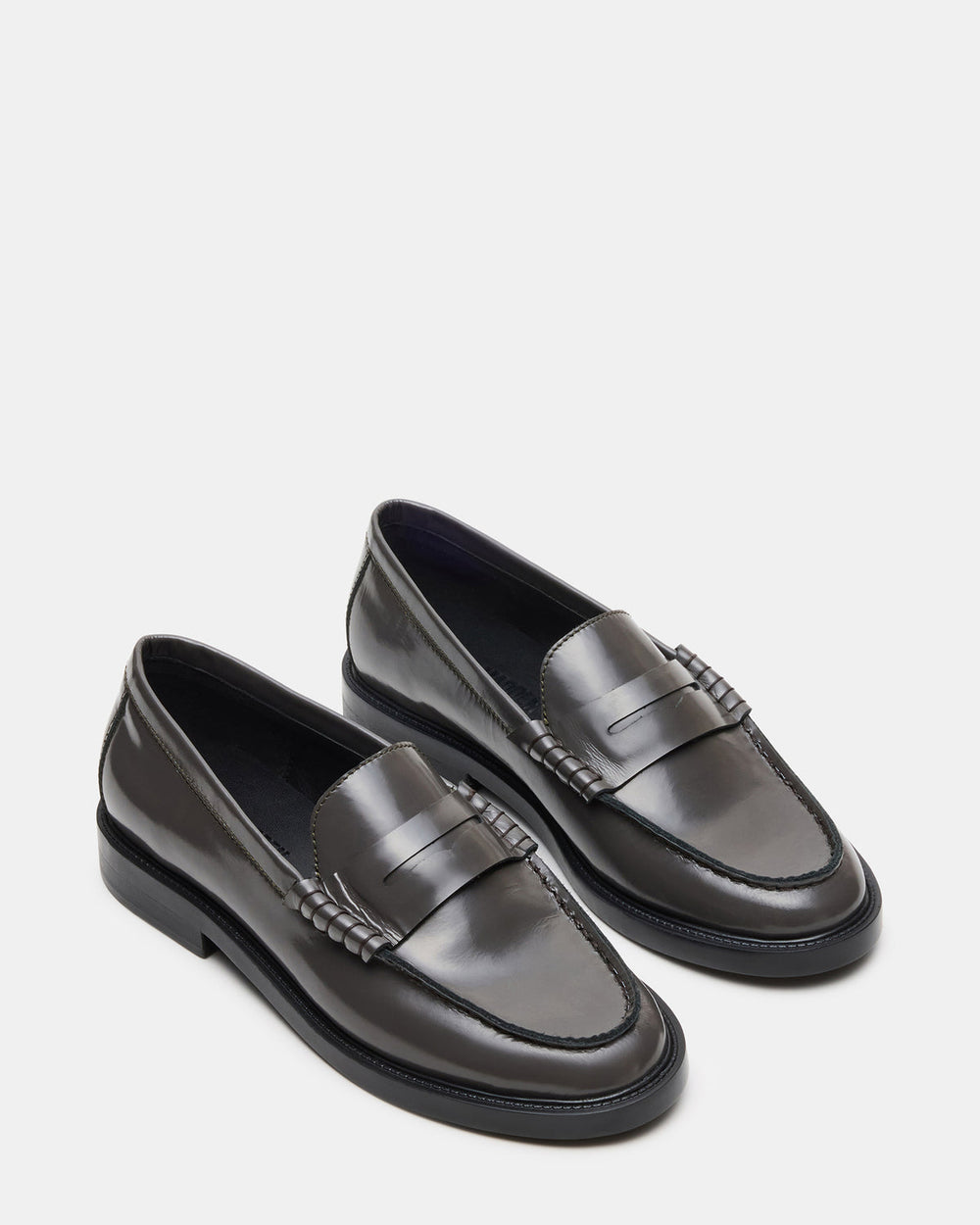 MADISON Grey Leather Women's Penny Loafer
