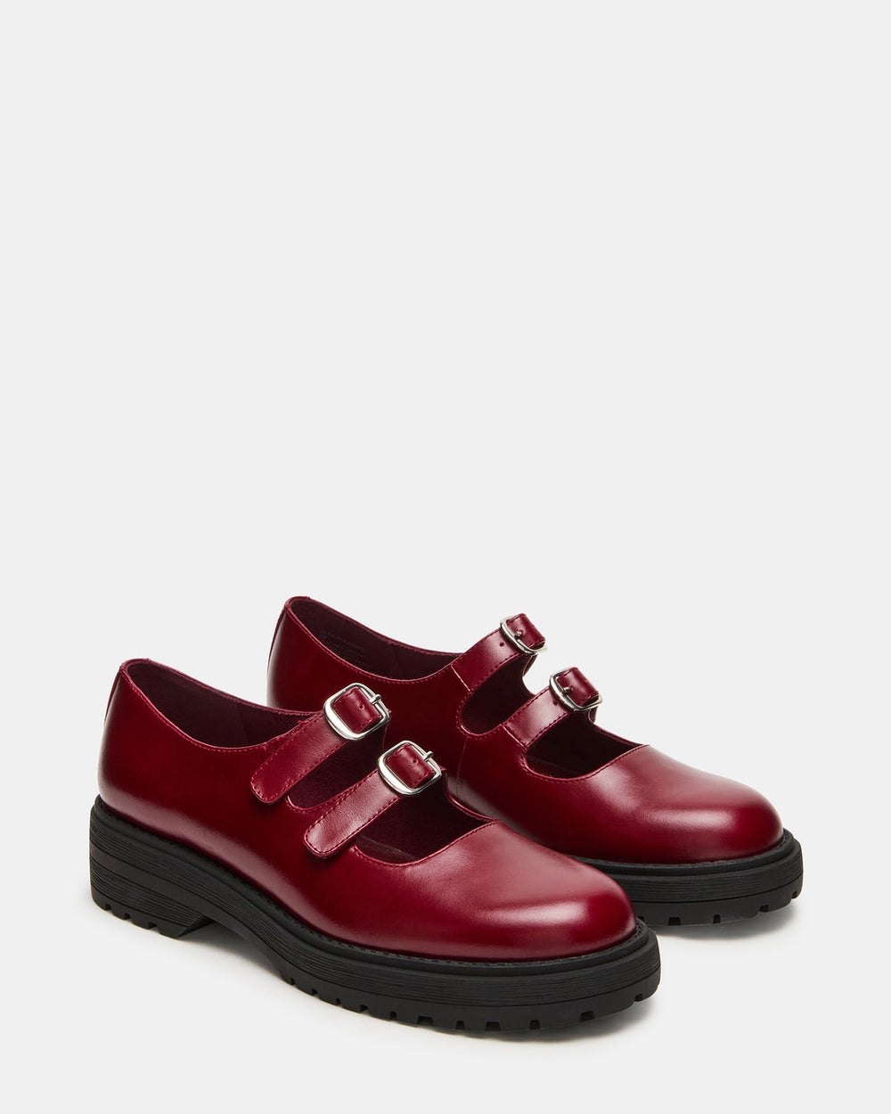 ALBA Burgundy Leather Platform Lug Mary Jane Women's Loafer