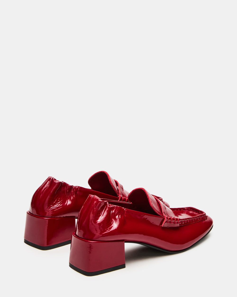 ESTEE Red Crinkle Patent Square-Toe Heeled Women's Loafer