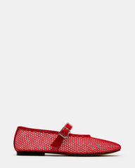DREAMING Red Mesh Women's Mary Jane Flats